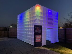 Inflatable Disco Cube at Night